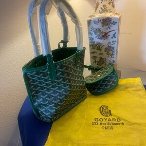Goyard Emerald Green Tote with White Accents